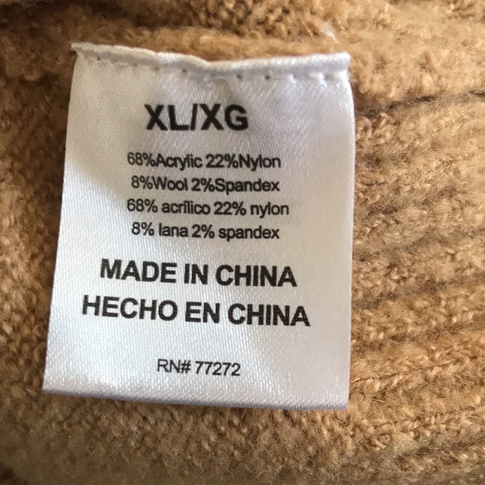 NEW French Connection Essentials Women's Sweater Camel Fair Isle, XL - Picture 7 of 7